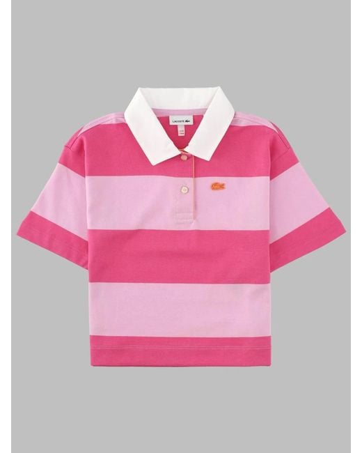Lacoste Pink Lcg Stripe Polo Z4H