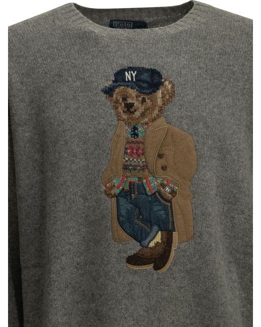 Polo Ralph Lauren Gray "Polo Bear" Crew-Neck Sweater for men