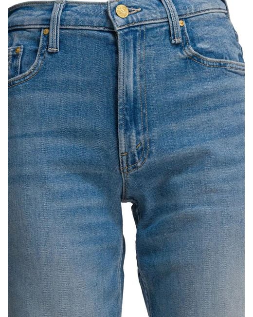 Mother Blue The Spinner Zip Sneak Denim Jeans