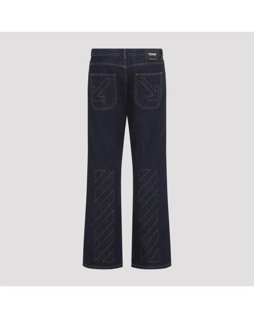 Off-White c/o Virgil Abloh Blue Raw Half Arrow Slim Relax Jeans for men