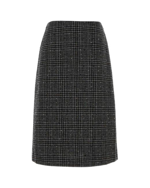 Fendi Black Embroidered Tweed Skirt