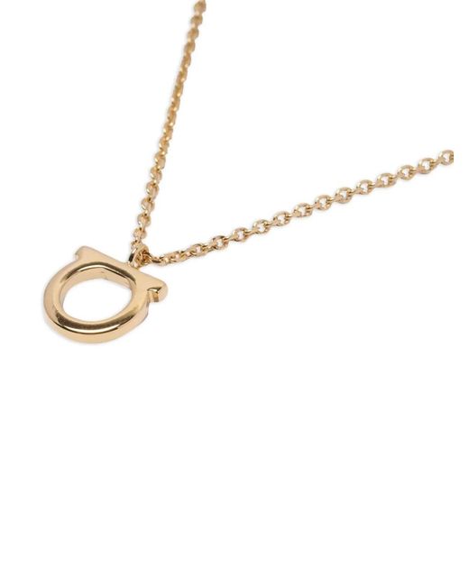 Ferragamo White Tone Gancini Statement Pendant Bijoux