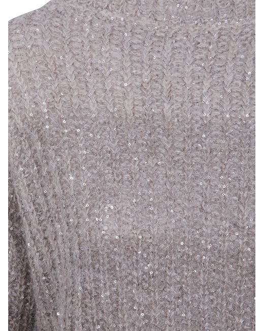 D.exterior Gray Crystals Degrade Short Sleeves Round Neck Sweater