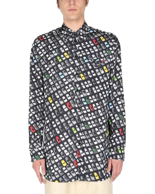 Bottega Veneta Blue Shirt With Allover Print for men