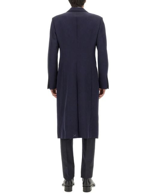 McQueen Blue Double-Breasted Coat for men