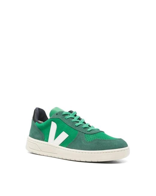Veja Green V-10 Suede Sneakers