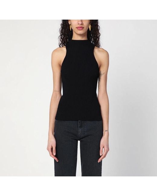 Roberto Collina Black Ribbed Tank Top