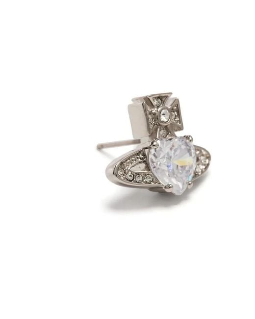 Vivienne Westwood White Ariella Heart Shaped Stone Earrings