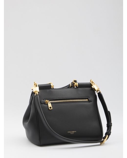 Dolce & Gabbana Black Dolce & Gabbana Medium My Sicily Structured Leather Handbag