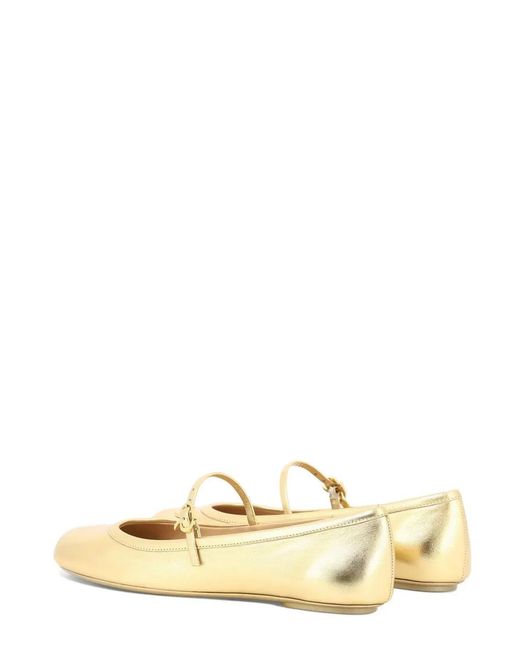 Gianvito Rossi Metallic Flat Round-Toe Ballerina