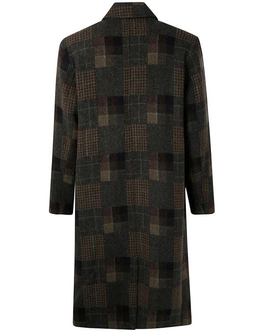 Les Deux Black "Maximilian" Patchwork Wool Coat for men