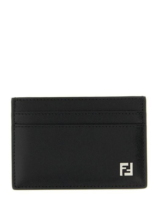 Fendi Black 'Squared Ff' Card Holder for men