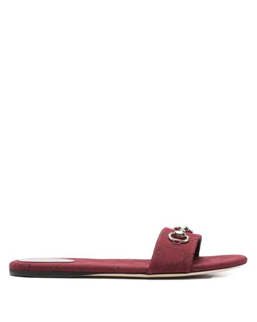 Gucci Red Gg Canvas Sandals