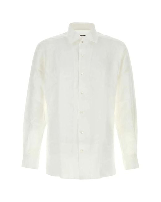 Zegna White Oasi Lino Shirt for men
