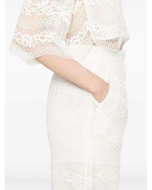 Twinset White Mother Of Pearl Cotton Trousers