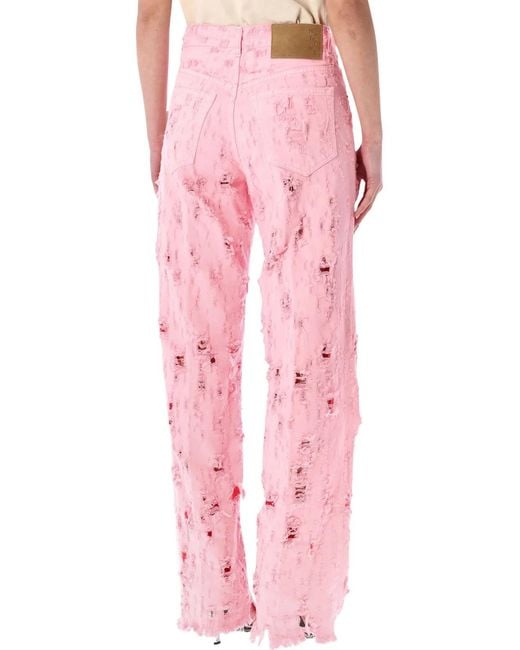 Haikure Pink Bonnie Bull Destroy Cotton Jeans