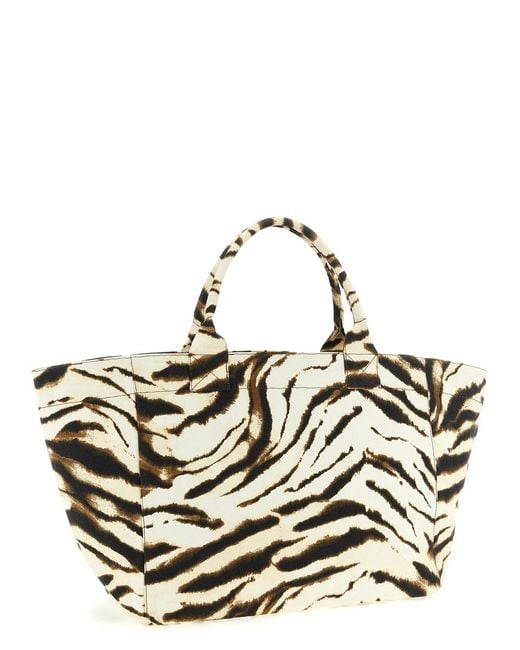 Ganni Metallic 'Xxl Zebra' Shopping Bag