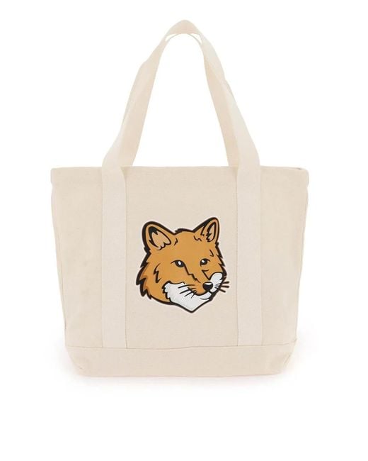 Maison Kitsuné White Maison Kitsuné Fox Head Print Bag