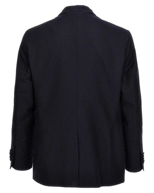 Etro Blue Single-Breasted Jacquard Blazer for men