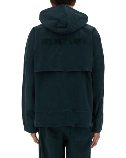 Helmut Lang Blue Hooded Windbreaker for men