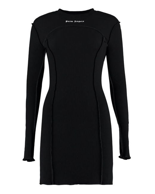 Palm Angels Black Jersey Mini Dress