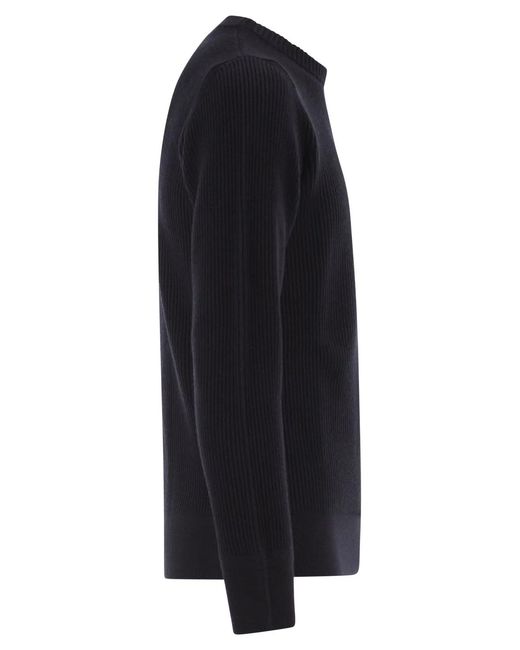 Stone Island Black Crew-Neck Jumper With Ribbed Edges for men