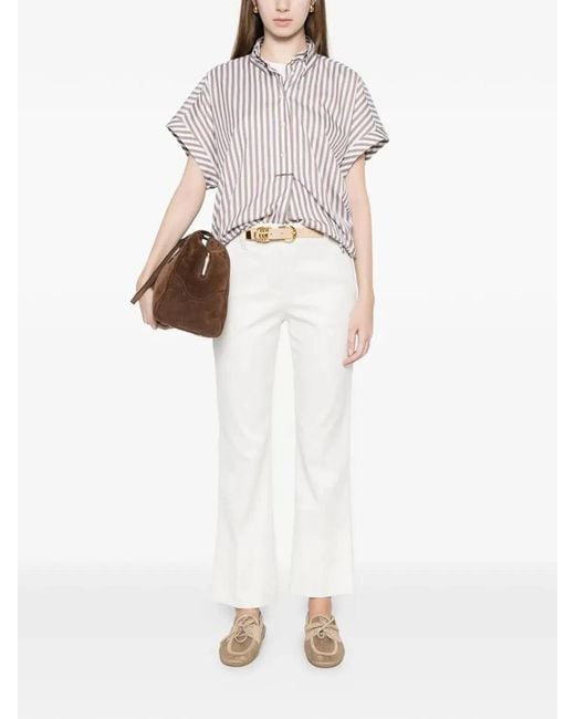 Brunello Cucinelli White Cotton Elastan Pants
