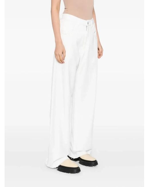 MM6 by Maison Margiela White Jersey Texture Trousers