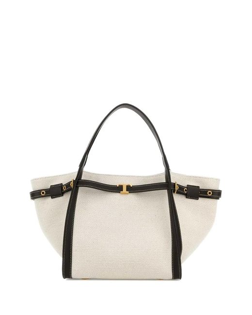 Tod's Natural Tim Shopping Tessuto Piccola