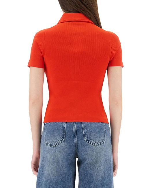 Tory Burch Red Viscose Polo Shirt