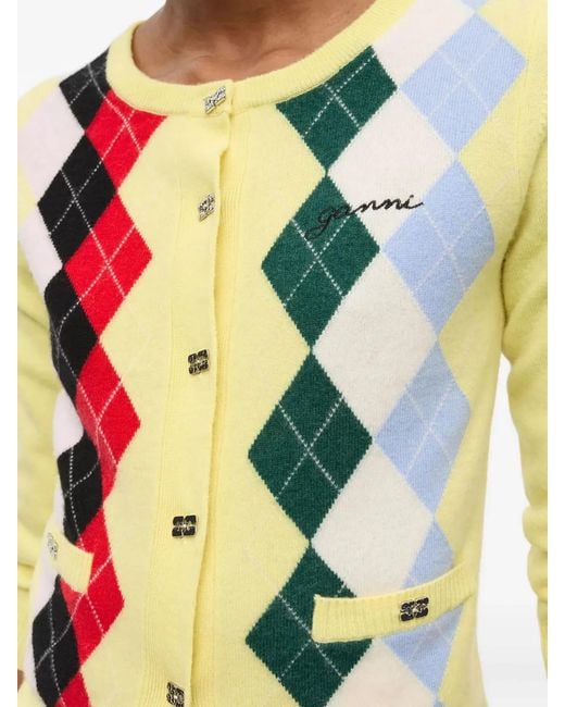 Ganni Black Check Cardigan