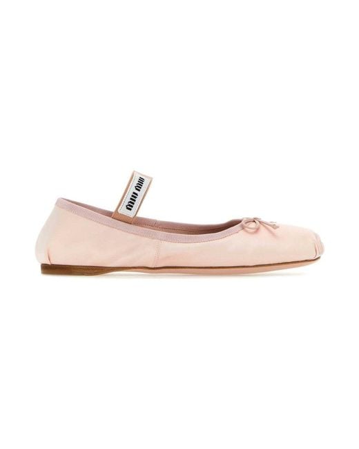Miu Miu Pink Orchidea Leather Ballerinas