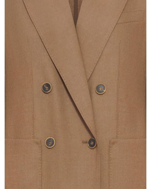 Max Mara Brown Double-Breasted Cashmere Jacket