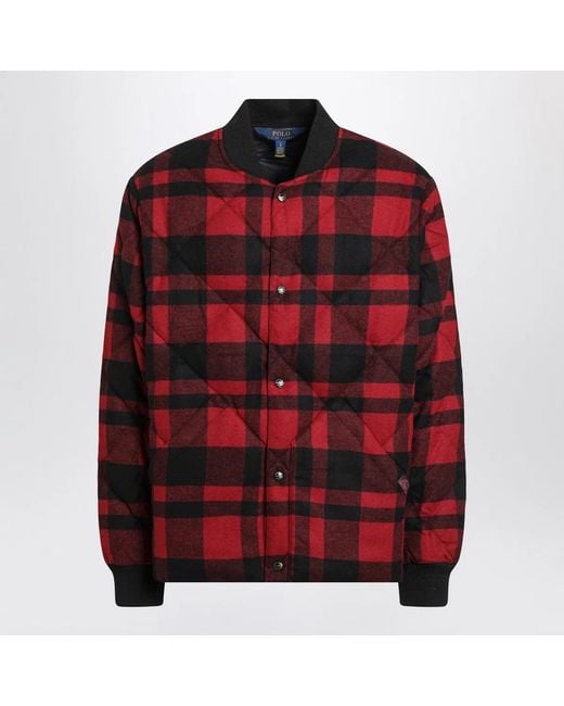 Polo Ralph Lauren Red And Quilted Check Bomber for men