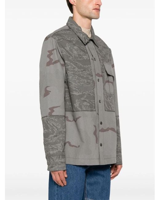 MARINE SERRE Gray Camouflage Print Overshirt for men