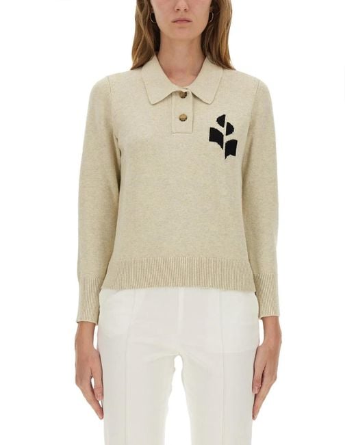Isabel Marant Natural Polo Shirt With Logo