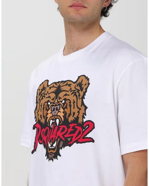 DSquared² White Bear Logo Regular Fit T-Shirt for men