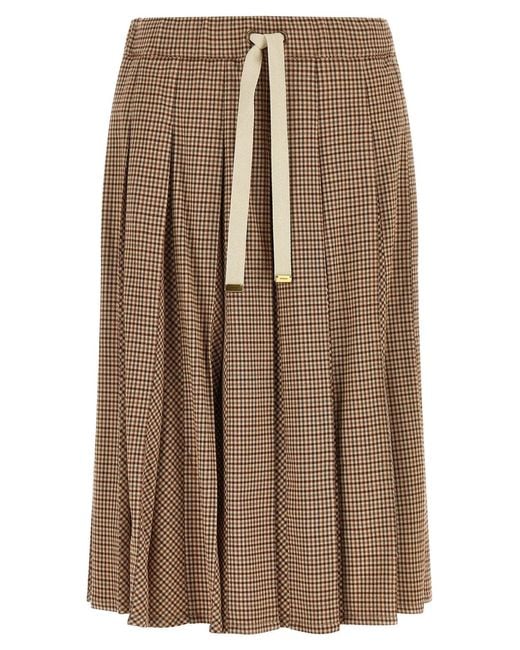 Moncler Brown Pleated Midi Skirt