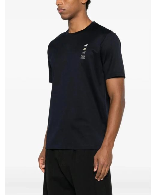 Paul & Shark Black Paul & Shark Logo-Print Cotton T-Shirt for men