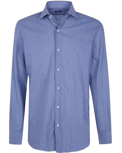 Barba Napoli Blue Chevron Classic Shirt for men