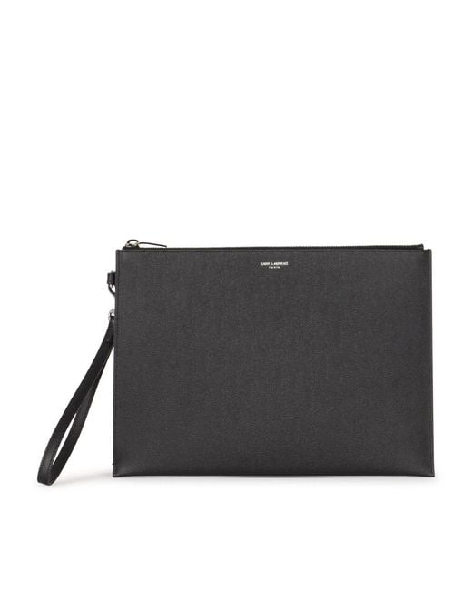 Saint Laurent Black Zip Tablet Pouch for men