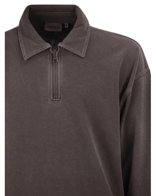 Carhartt Gray Faded Cotton Half-Zip Sweatshirt