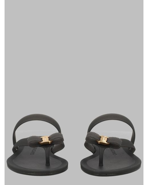 Ferragamo Black Strappy Sandals With Statement Footbed
