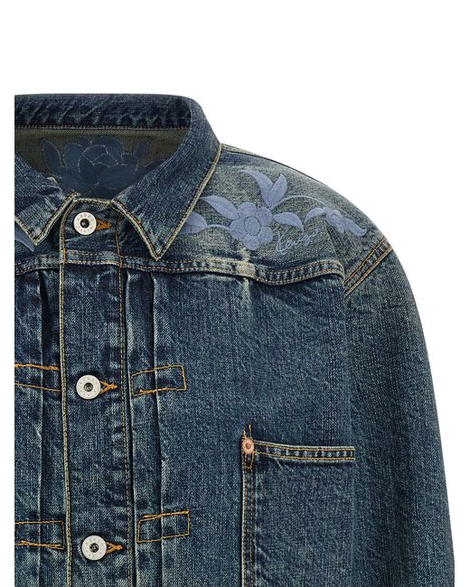 KENZO Blue Floral Embroidery Denim Jacket for men