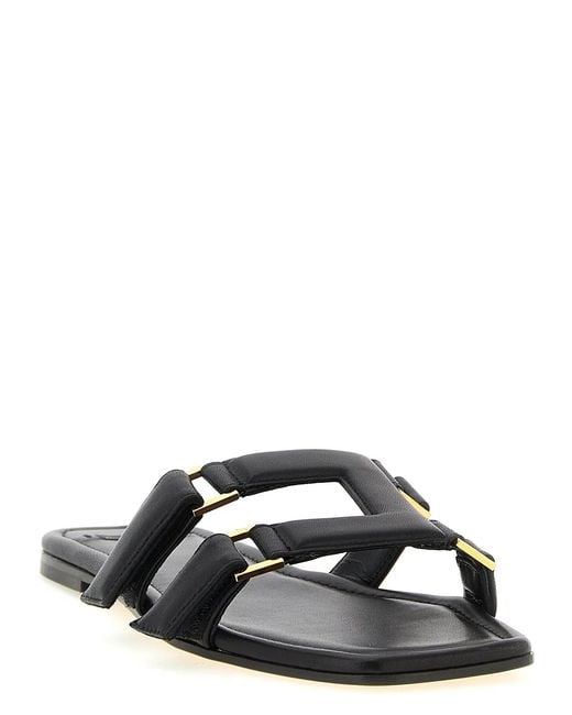 Elisabetta Franchi Black Nappa Leather Sandals