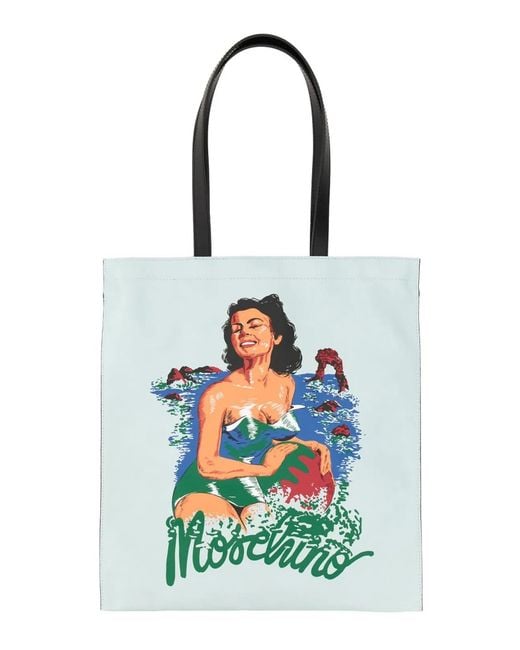 Moschino White Hawaiian Print Tote Bag for men