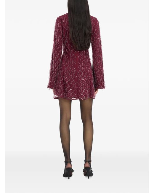 ROTATE BIRGER CHRISTENSEN Purple Flared Mini Dress With Sequins