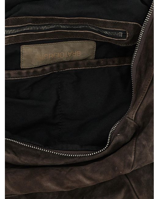 Giorgio Brato Black Leather Backpack for men