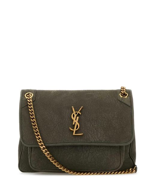 Saint Laurent Black Dark Suede Medium Niki Shoulder Bag