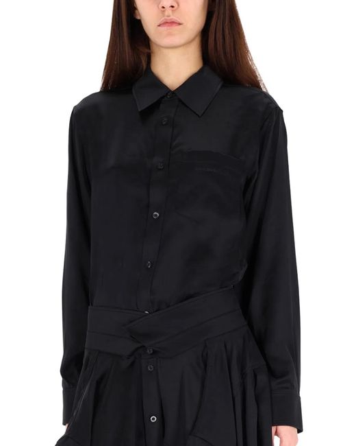 T By Alexander Wang Black Double Chemisier Dress